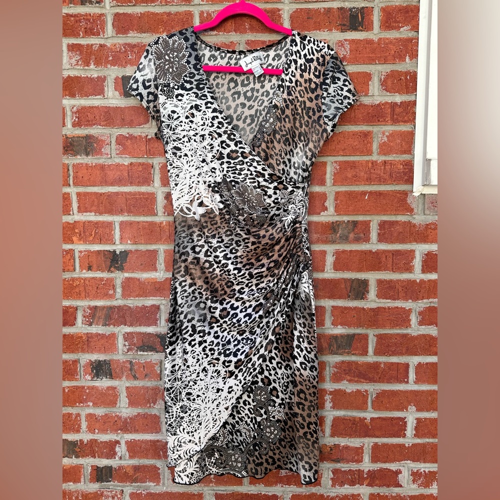 Joseph Ribkoff mixed print faux wrap dress Size 6